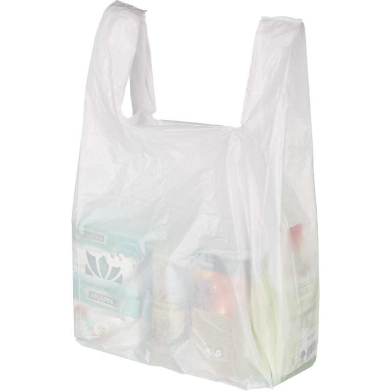 Пакет-майка ПНД 28+15х54 см, 15 мкм, 100 шт/уп, белый S