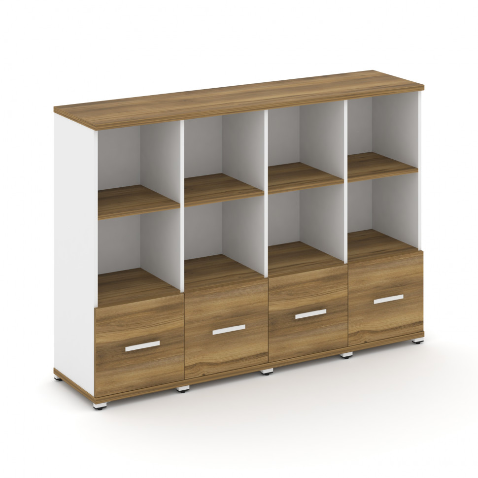 Concept Шкаф 4 узкие секции, 3 ниши CN.STU-341 W Сандал Янтарный/Белый Бриллиант/Металл Белый 1668*4