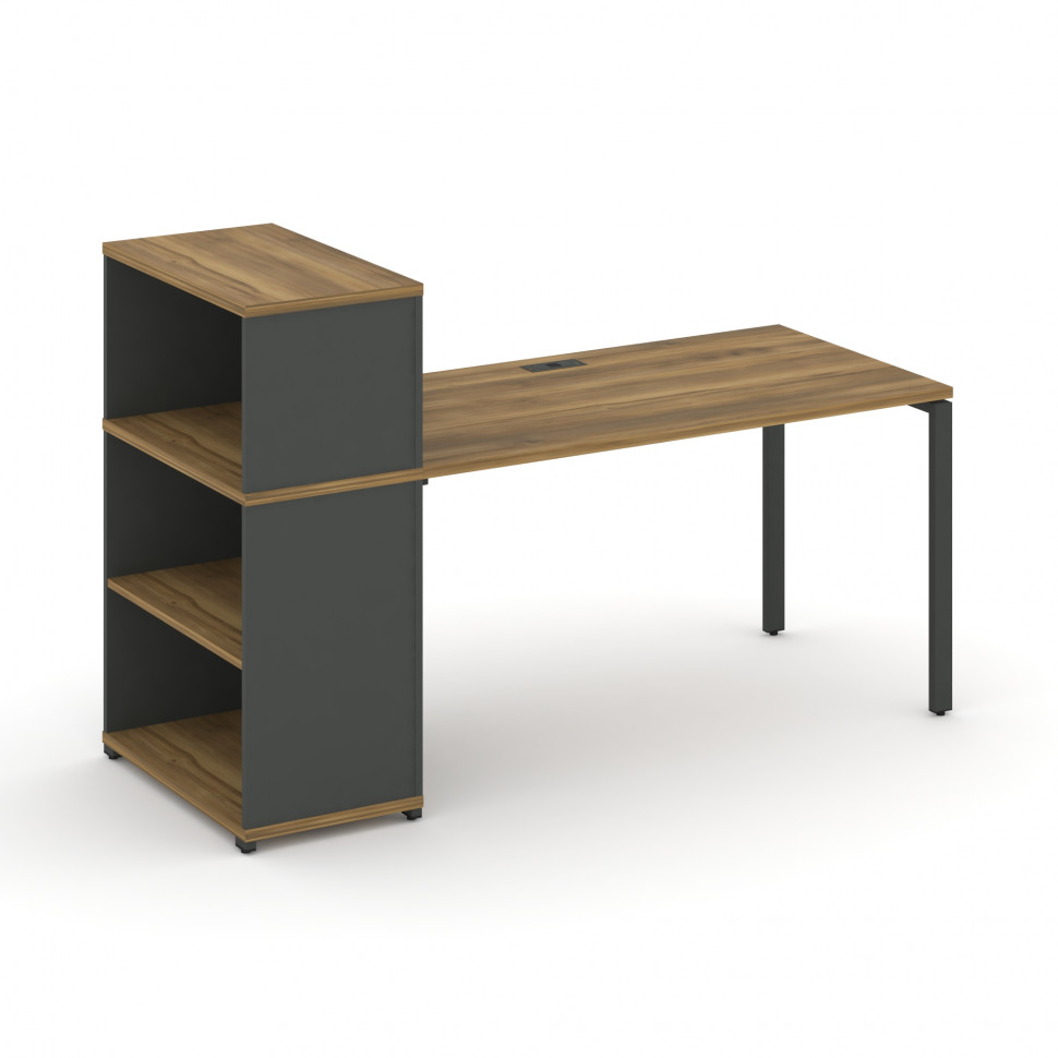 Concept Стол рабочий с опорным стеллажом с надставкой низ. CN.SP-210 Сандал Янтарный/Антрацит/Металл