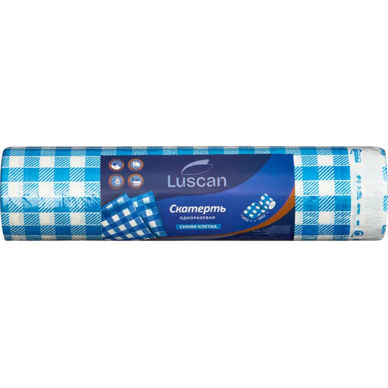 Скатерть одноразовая Luscan, 120х200см 6шт/рулон, синяя клетка Скатерть одноразовая Luscan, 120х200см 6шт/рулон, синяя клетка