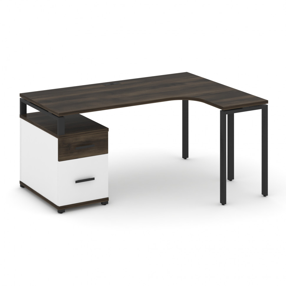 Concept Стол эргономичный с опорной тумбой CN.SA-304(R) B Дуб Мали/Белый Бриллиант/Металл Черный 158