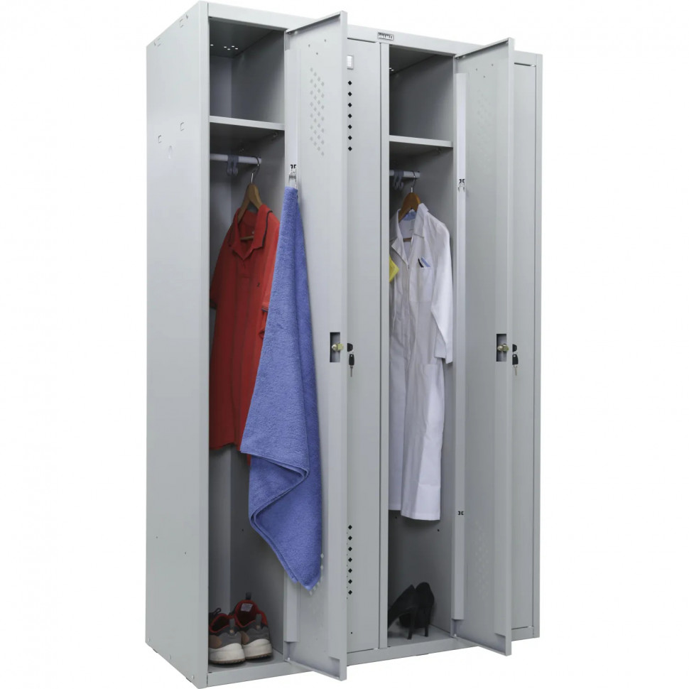 Шкаф для одежды металлический ПРАКТИК Стандарт LS-41 4-секц