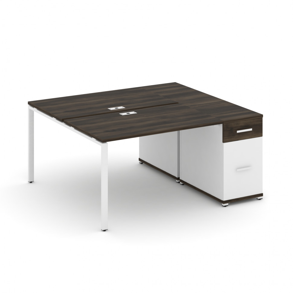 Concept Рабочая станция с 1 опорной тумбой CN.DRS-406 W Дуб Мали/Белый Бриллиант/Металл Белый 1600*1