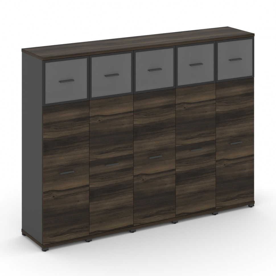 Concept Шкаф 5 узких секций, 4 ниши CN.STU-454 RPB A Дуб Мали/Антрацит/Металл Антрацит/Прозрачный 20