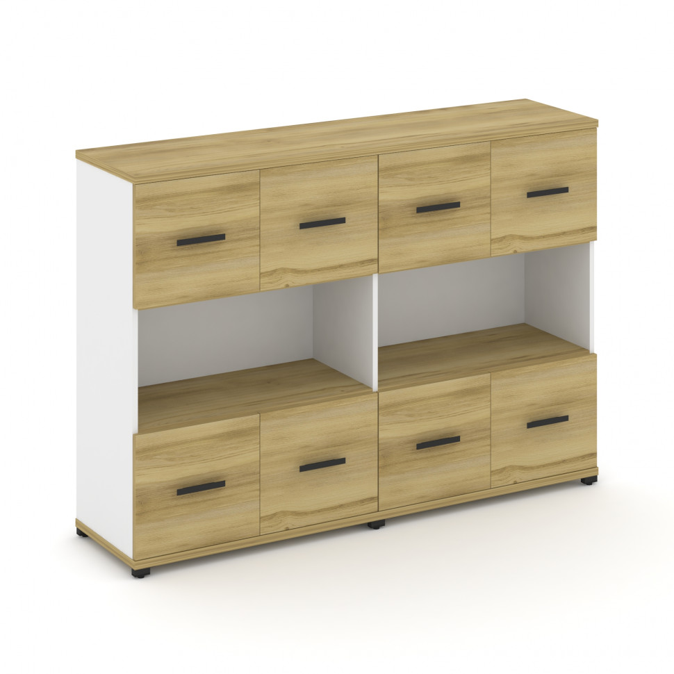 Concept Шкаф 2 широкие секции, 3 ниши CN.STS-325 B Дуб Винченцо/Белый Бриллиант/Металл Черный 1668*4