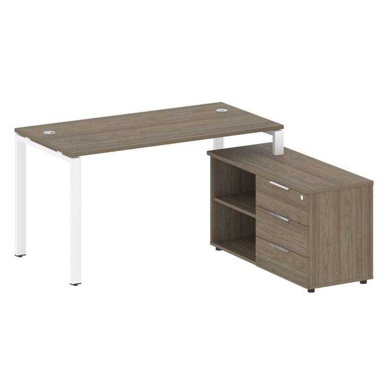 Metal System Рабочая станция с тумбой на П-образном м/к БП.РС-СТС-2.3 (R) Вяз Благородный/Металл Бел