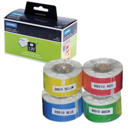 Картридж для принтеров этикеток DYMO Label Writer, этикетка 28х89 мм, в рулоне, 130 шт./рулоне, комплект 4 рулона, ассорти, S0722380