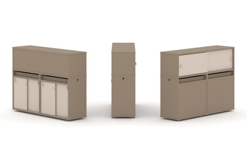 Estetica Набор №6. Тумба двойная+низкая надставка ES.NB.2N-6 Латте/Капучино 1500*410*1135