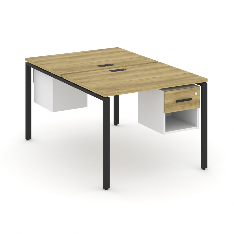 Concept Рабочая станция 2 сторонняя с подвесными тумбами на 2 места CN.DRS-117 B Дуб Винченцо/Белый