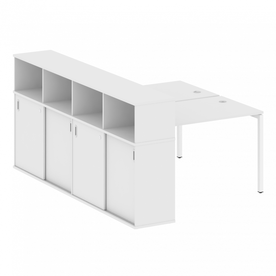 Metal System Quattro Рабочая станция с шкафом-купе на П-образном м/к 40БП.РС-СШК-4.2 Т Белый/Металл Metal System Quattro Рабочая станция с шкафом-купе на П-образном м/к 40БП.РС-СШК-4.2 Т Белый/Металл