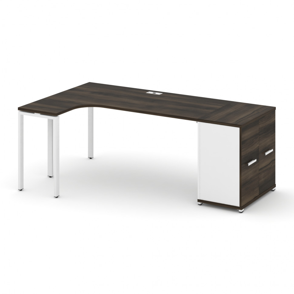 Concept Стол эргономичный с опорным распаш. шкафом CN.SA-210(L) W Дуб Мали/Белый Бриллиант/Металл Бе