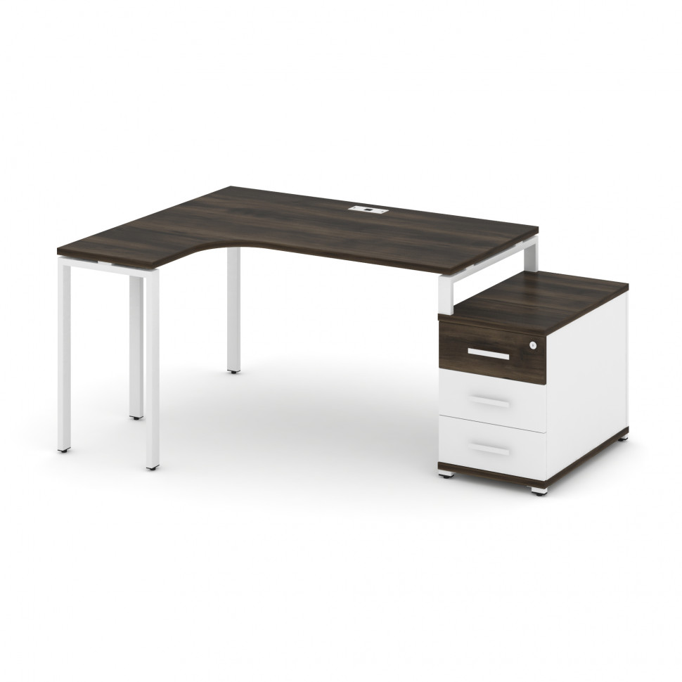 Concept Стол эргономичный с опорной тумбой CN.SA-301(L) W Дуб Мали/Белый Бриллиант/Металл Белый 1380 Concept Стол эргономичный с опорной тумбой CN.SA-301(L) W Дуб Мали/Белый Бриллиант/Металл Белый 1380