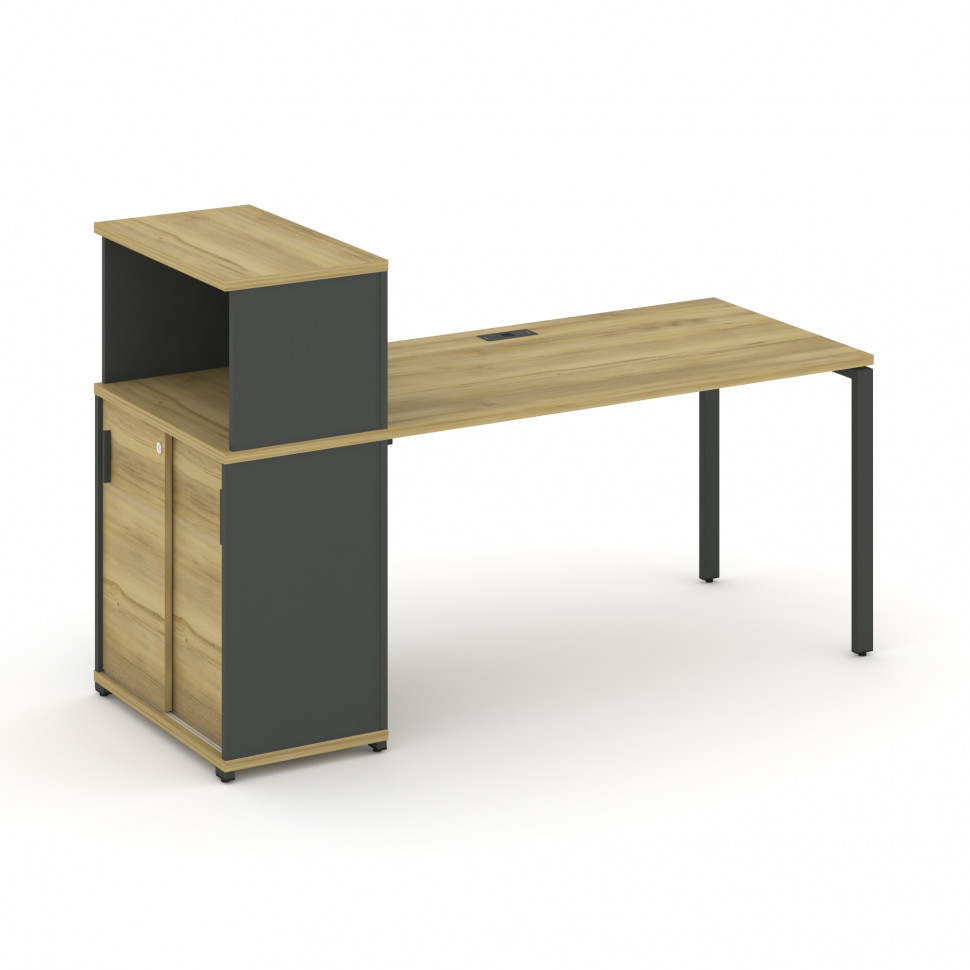 Concept Стол рабочий с опорным шкафом-купе с надставкой низ. CN.SP-239 A Дуб Винченцо/Антрацит/Метал