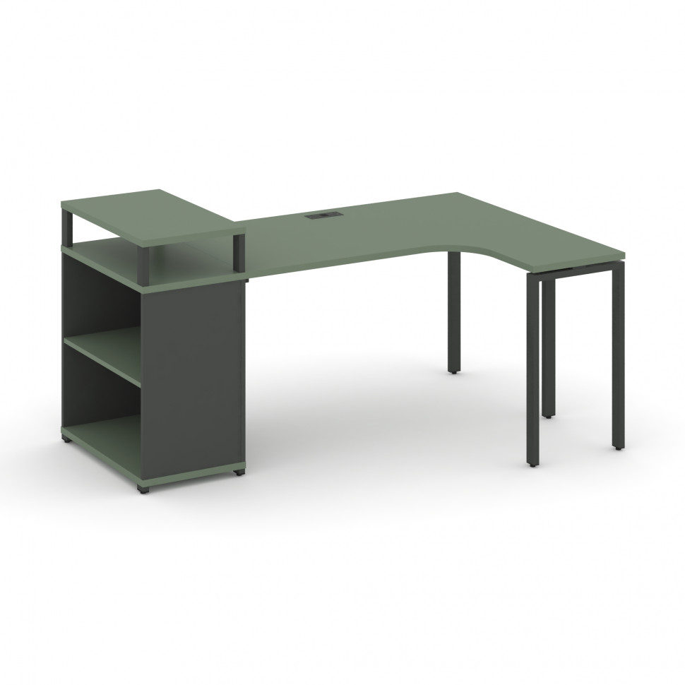 Concept Стол эргономичный с опорным стеллажом с верх. горизонтом CN.SA-203(R) Кобо/Антрацит/Металл А Concept Стол эргономичный с опорным стеллажом с верх. горизонтом CN.SA-203(R) Кобо/Антрацит/Металл А