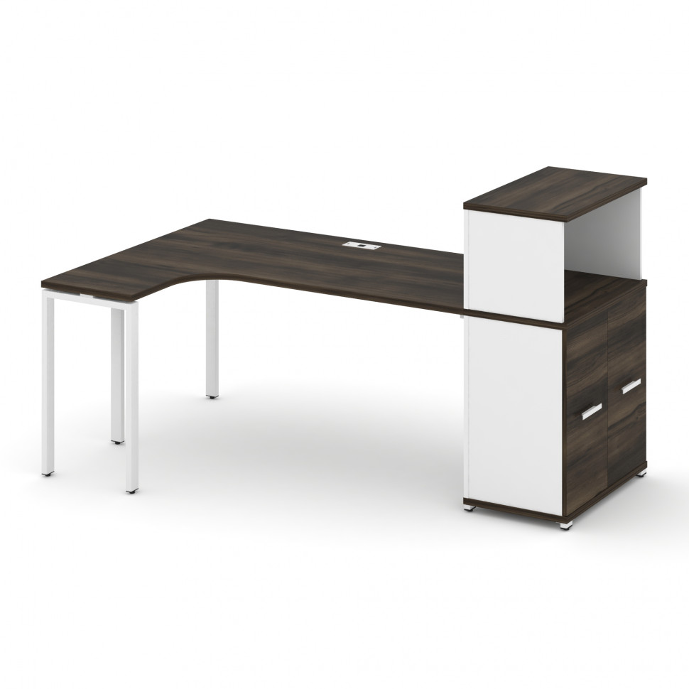 Concept Стол эргономичный с опорным распаш. шкафом с надставкой низ. CN.SA-214(L) W Дуб Мали/Белый Concept Стол эргономичный с опорным распаш. шкафом с надставкой низ. CN.SA-214(L) W Дуб Мали/Белый