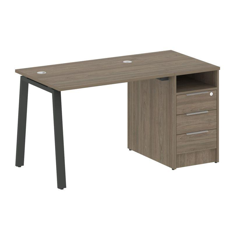 Metal System Рабочая станция с тумбой на А-образном м/к БА.РС-СТП-1.1 Вяз Благородный/Металл Антраци