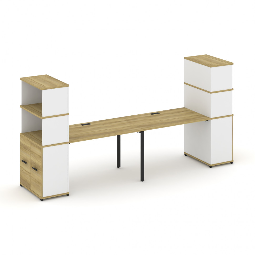 Concept Рабочая станция с опорными распаш. шкафами с надставкой выс. CN.ORS-230 B Дуб Винченцо/Белый Concept Рабочая станция с опорными распаш. шкафами с надставкой выс. CN.ORS-230 B Дуб Винченцо/Белый