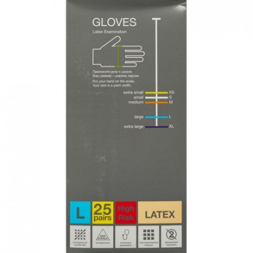 Перчатки мед.смотров. латекс., нест.,н/o, High Risk,Benovy(L) 25 пар/уп