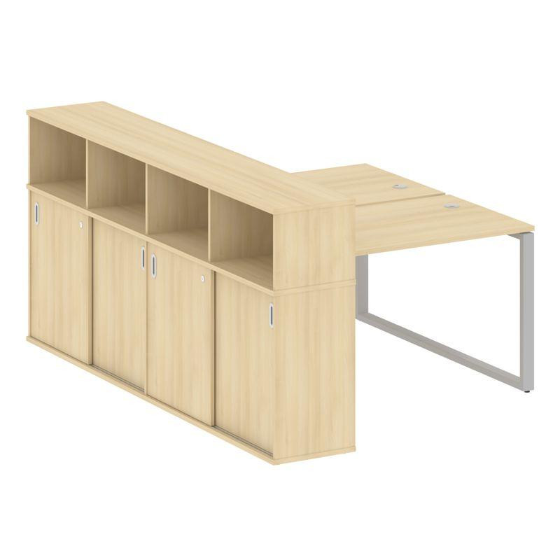 Metal System Рабочая станция с шкафом-купе на О-образном м/к БО.РС-СШК-4.2 Т Акация Лорка/Металл Сер