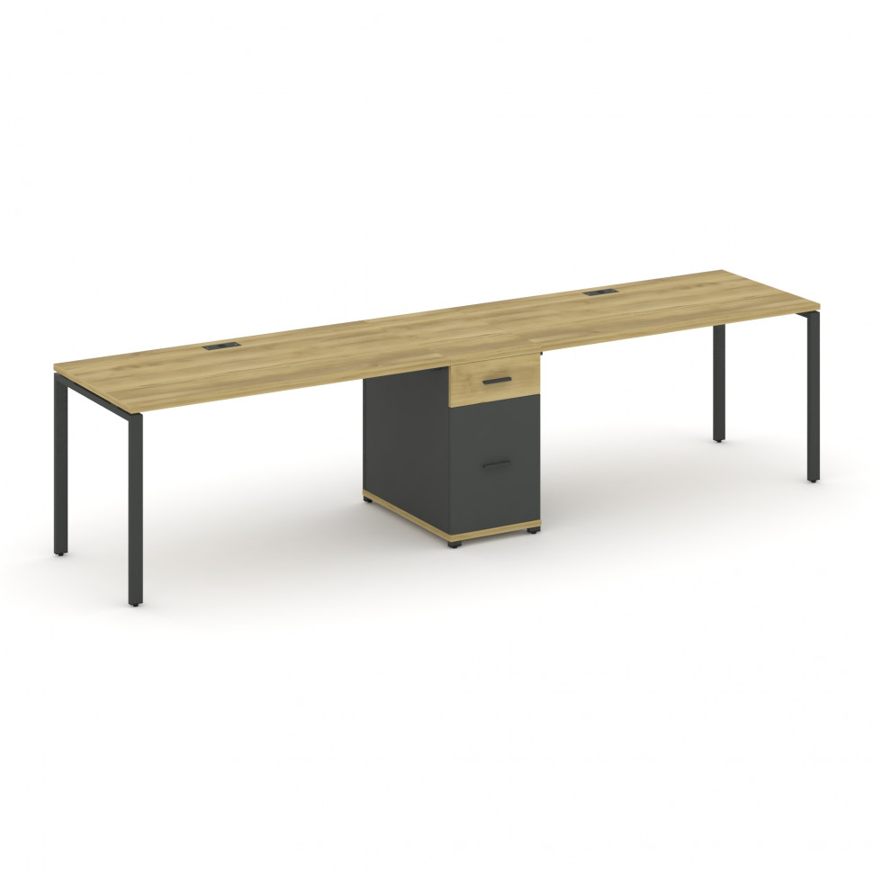 Concept Рабочая станция 2 места с 1 опорной тумбой CN.ORS-406 A Дуб Винченцо/Антрацит/Металл Антраци Concept Рабочая станция 2 места с 1 опорной тумбой CN.ORS-406 A Дуб Винченцо/Антрацит/Металл Антраци