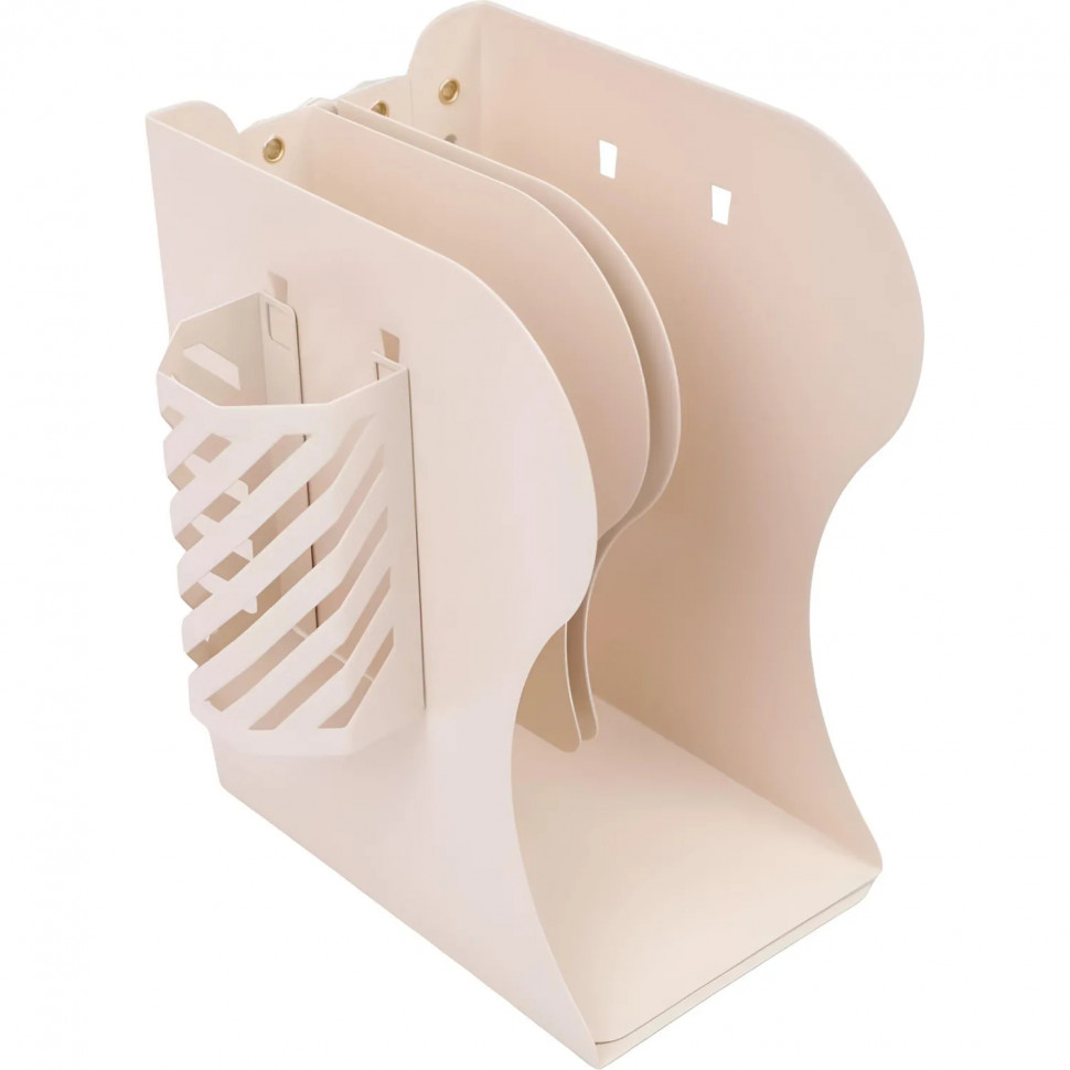 Подставка для книг и учебников раздвижная со стаканом, бежевая