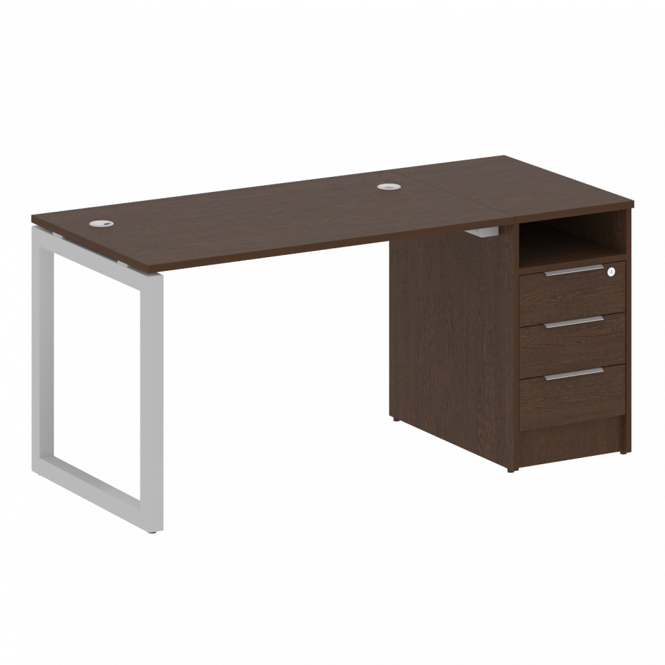 Metal System Quattro Рабочая станция с тумбой на О-образном м/к 50БО.РС-СТП-1.2 Венге Цаво/Металл Се