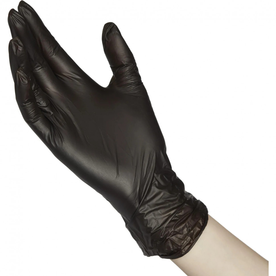 Перчатки однораз. виниловые, н/о, черн. AVIORA (M)  50п/уп 5,5гр 402-735 ПС