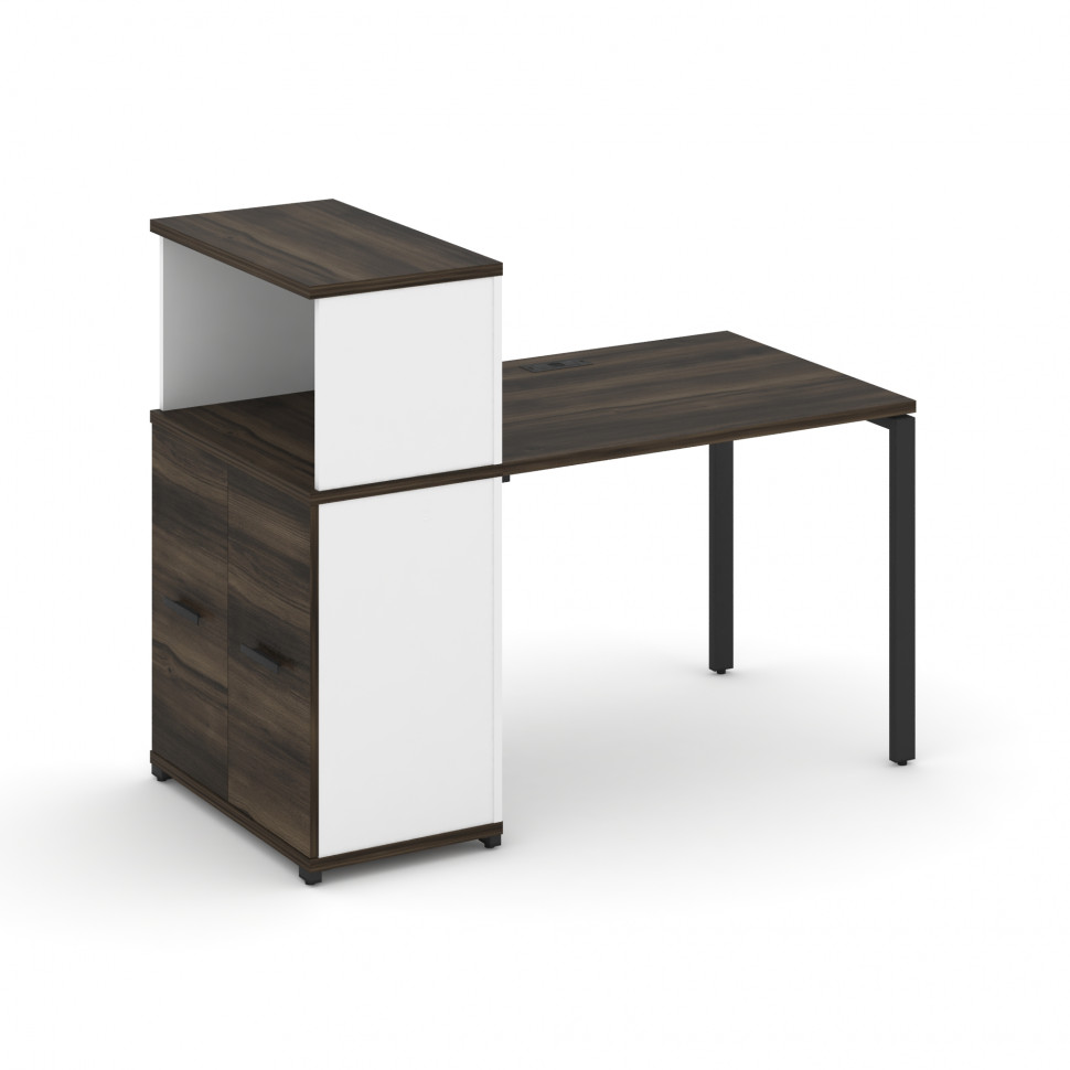 Concept Стол рабочий с опорным распаш. шкафом с надставкой низ. CN.SP-225 B Дуб Мали/Белый Бриллиант