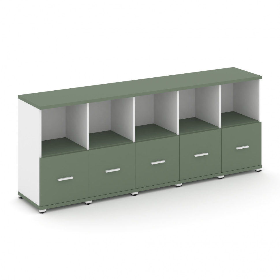 Concept Шкаф 5 узких секций, 2 ниши CN.STU-251 W Кобо/Белый Бриллиант/Металл Белый 2084*420*818