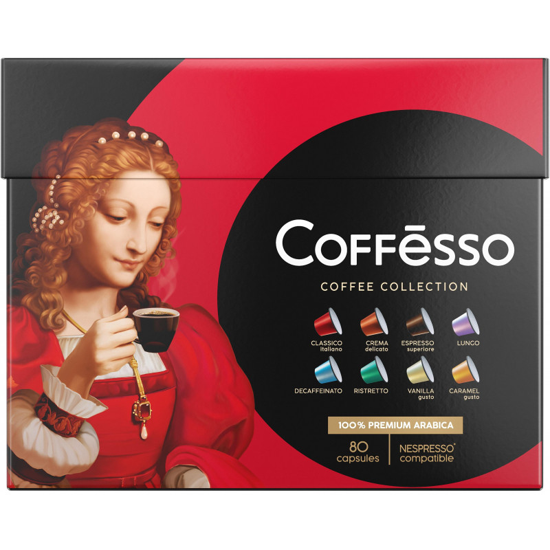 Кофе в капсулах Coffesso Аcсорти 8 вкусов, 80шт 101741
