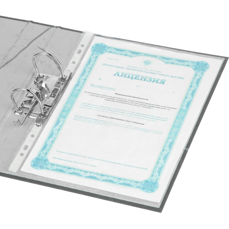 Папка-регистратор 50мм Attache Economy нов мрам А4 черн,бум/бум б/мет. угол