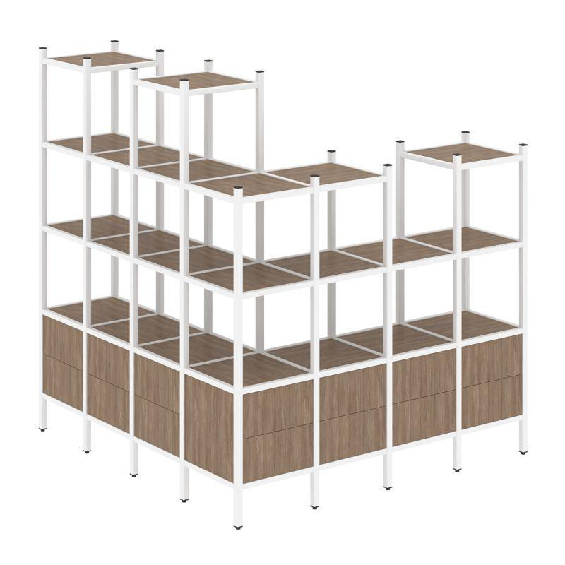 Loft Угловой внешний стеллаж наборный VR.L-55 Дуб Аризона/Металл Белый 1694*1694*1869