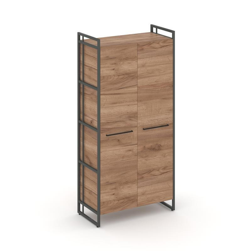 Rift Шкаф 4 ниши широкий RF.SS-41 Дуб Табак/Металл Антрацит/Черный Ручки 798*396*1648