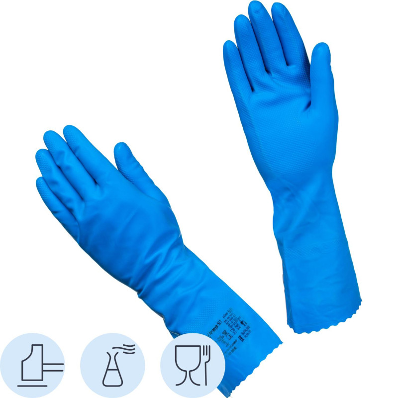 Перчатки защитные латекс КЩС Gward SL1 цв.синий р.8 (12 пар/уп)