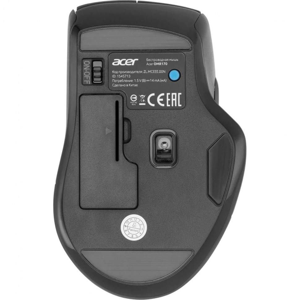 Мышь компьютерная Acer OMR170 black (1600dpi) wireless USB(ZL.MCEEE.00N)