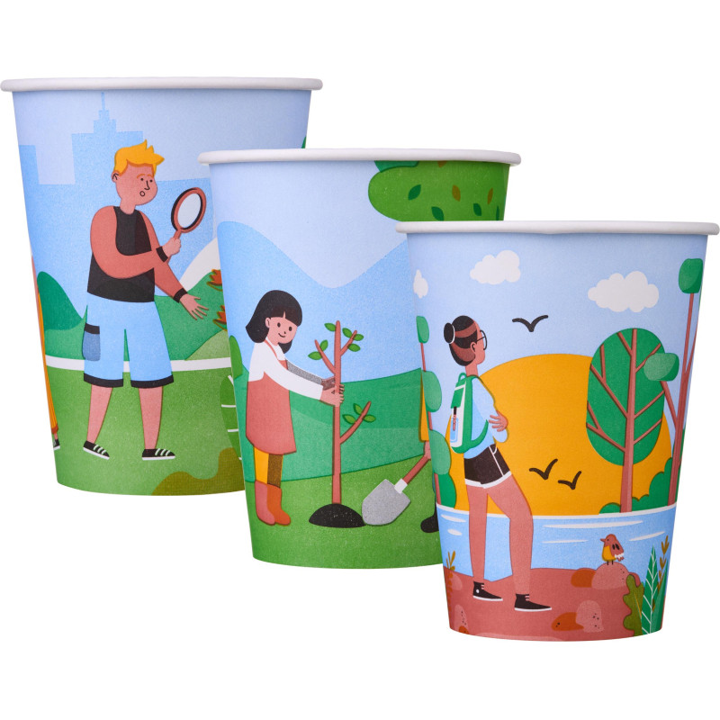 Стакан одноразовый бум односл. 350 мл d-90мм Природа (MIX) 50шт/уп