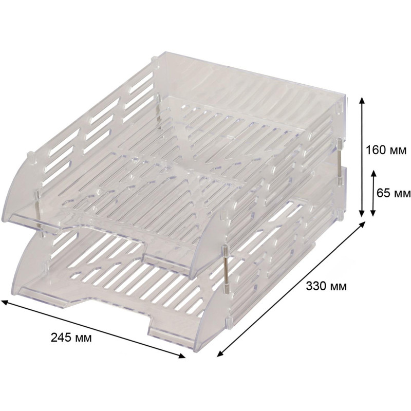 Лоток горизонтальный для бумаг Attache 2шт/наб на металл стерж прозрачный