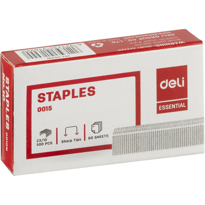 Скобы для степлера №23/10 Deli Е0015 оцинкованные 500 шт/уп Скобы для степлера №23/10 Deli Е0015 оцинкованные 500 шт/уп