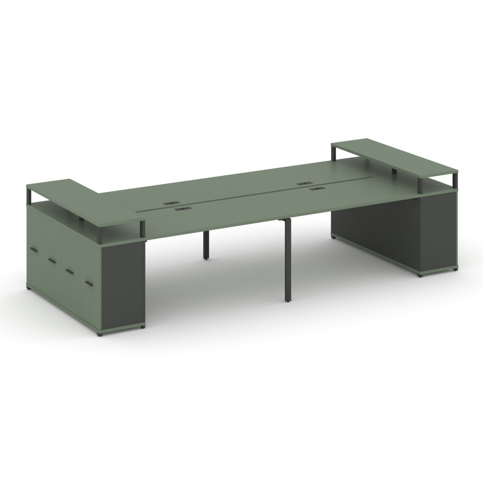 Concept Рабочая станция с опорными распаш. шкафами с верх. горизонтами  CN.DRS-265 A Кобо/Антрацит/М