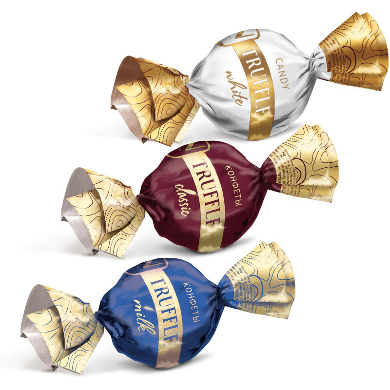 Конфеты шоколадные Truffle/Трюфель (молочный, белый, темный), 1кг