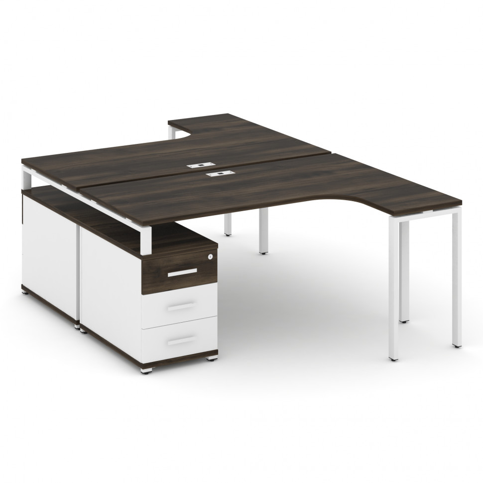 Concept Рабочая станция с двойной опорной тумбой CN.DSA-302 W Дуб Мали/Белый Бриллиант/Металл Белый