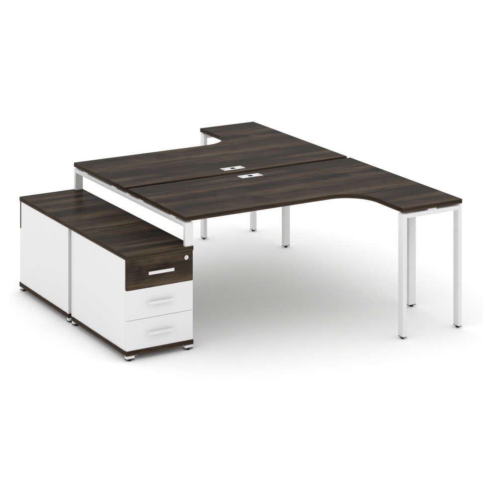 Concept Рабочая станция с двойной опорной тумбой CN.DSA-302 W Дуб Мали/Белый Бриллиант/Металл Белый