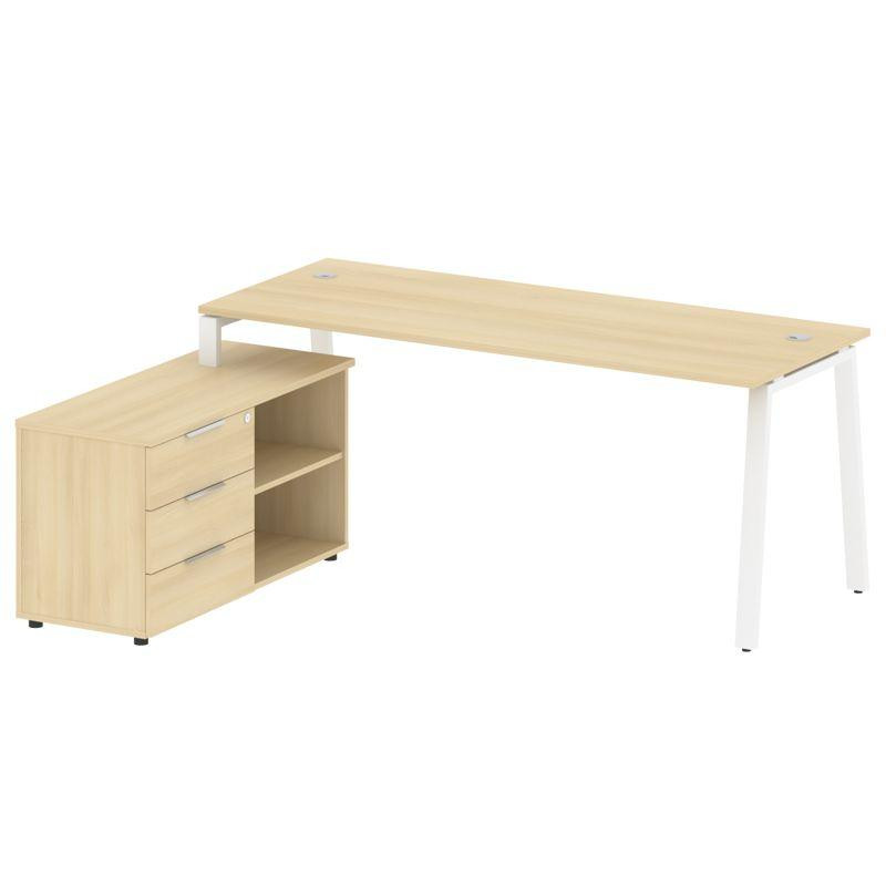 Metal System Рабочая станция с тумбой на А-образном м/к БА.РС-СТС-2.5 (L) Акация Лорка/Металл Белый