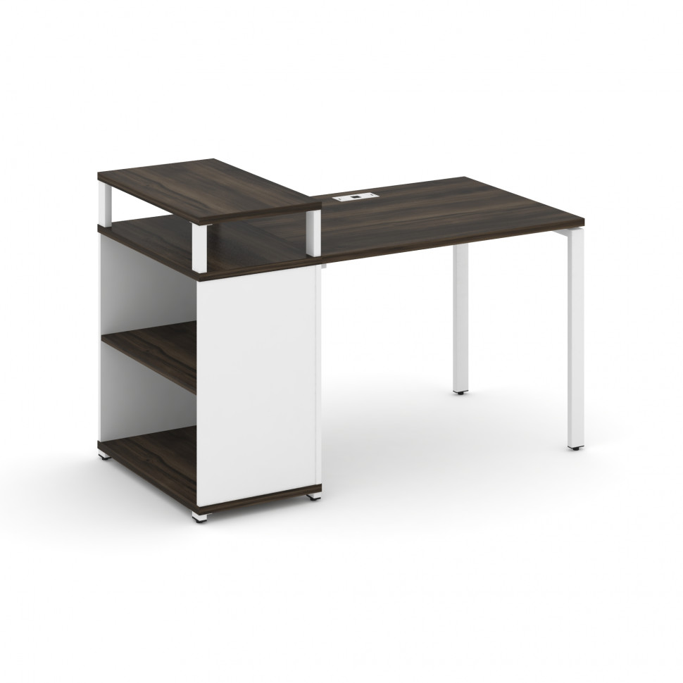 Concept Стол рабочий с опорным стеллажом с верх. горизонтом  CN.SP-205 Дуб Мали/Белый Бриллиант/Мета