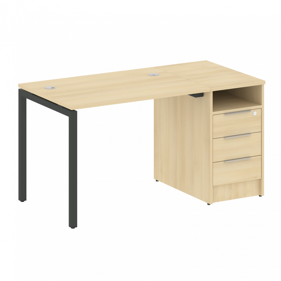 Metal System Quattro Рабочая станция с тумбой на П-образном м/к 40БП.РС-СТП-1.1 Акация Лорка/Металл