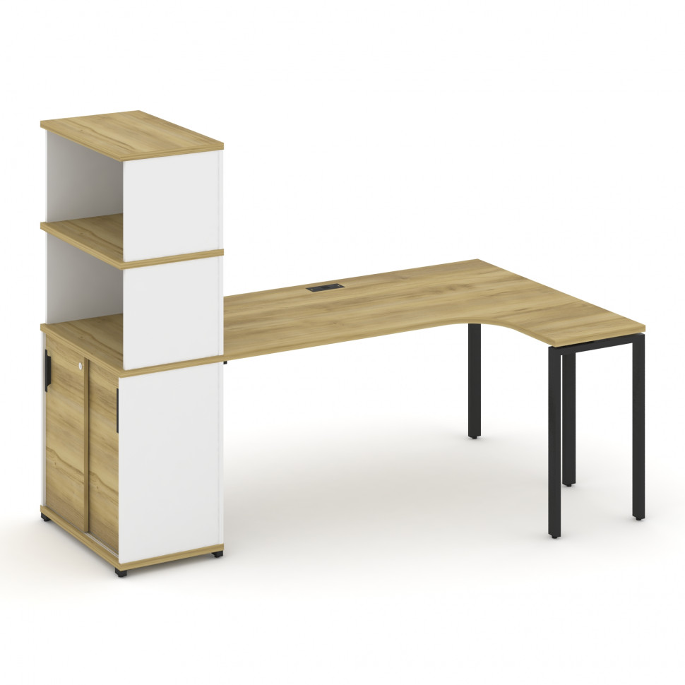 Concept Стол эргономичный с опорным шкафом-купе с надставкой выс.  CN.SA-222(R) B Дуб Винченцо/Белый