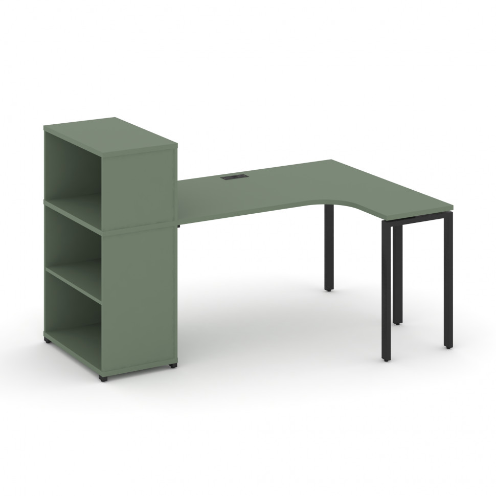 Concept Стол эргономичный с опорным стеллажом с надставкой низ. CN.SA-206(R) Кобо/Металл Черный 2000