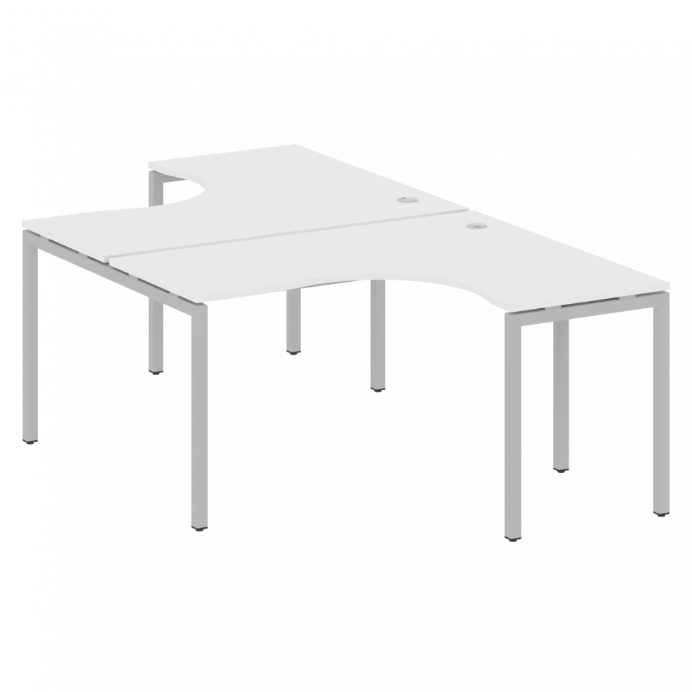 Metal System Quattro Рабочая станция криволинейная на П-образном м/к 40БП.РАС-СА-2.3 Белый/Металл Се