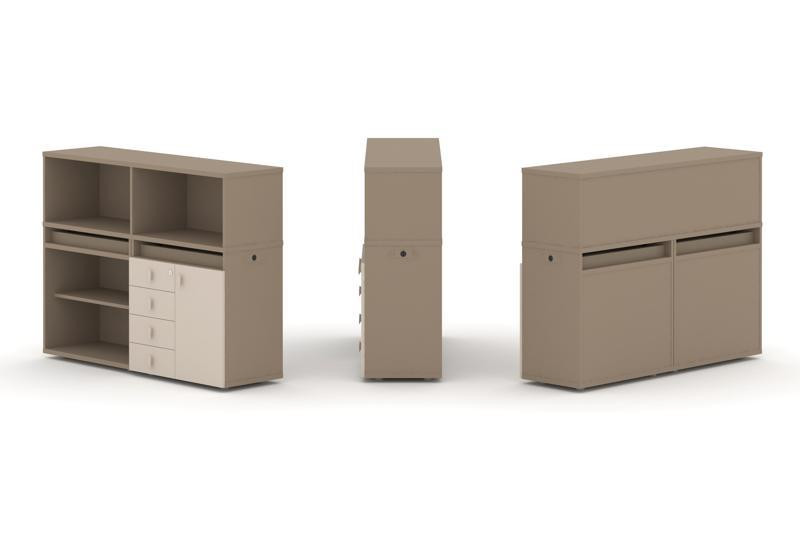 Estetica Набор №7. Тумба двойная+низкая надставка ES.NB.2N-7 Латте/Капучино 1500*410*1135