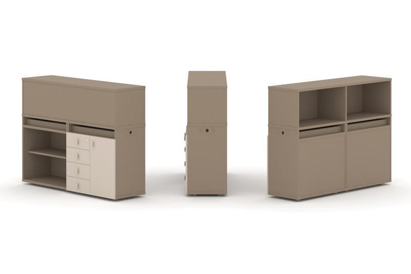 Estetica Набор №7. Тумба двойная+низкая надставка ES.NB.2N-7 Латте/Капучино 1500*410*1135